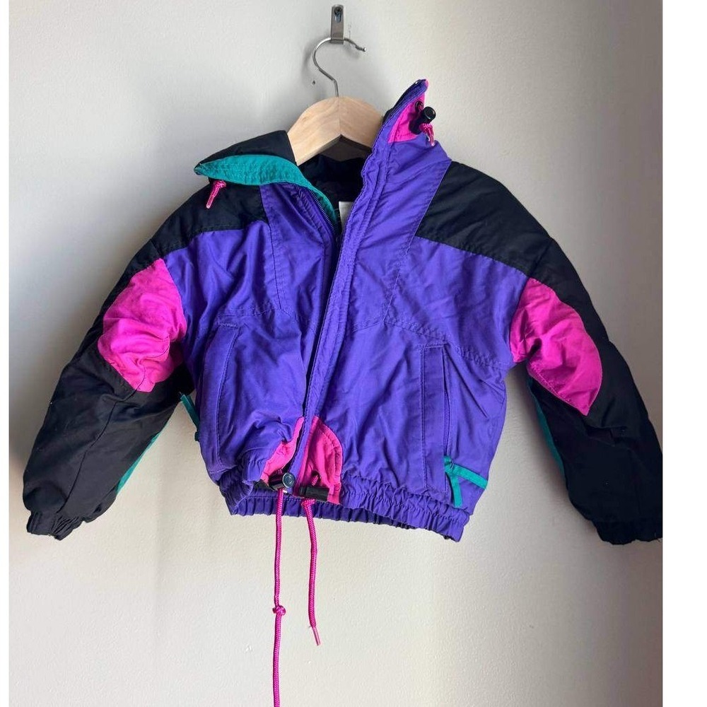 Roeurks Vintage 80s 90s Kids Ski Jacket 4T Colorblock Retro Y2K Streetwear